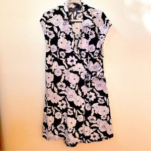 Tommy Hilfiger Navy Blue Chambray White Floral Cotton Wrap Dress XL